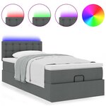 vidaXL Cadre de lit ottoman avec matelas gris foncé 100x200 cm tissu
