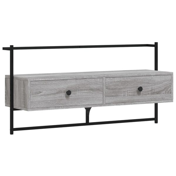 vidaXL Meuble TV mural sonoma gris 100 5x30x51 cm bois d'ingénierie