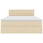 vidaXL Lit avec rangement et LED avec matelas Crème 140 x 200 cm tissu