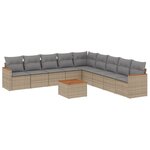 vidaXL Salon de jardin avec coussins 10 Pièces beige résine tressée