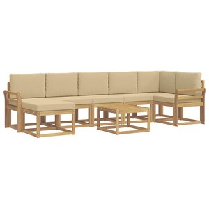 vidaXL Ensemble de canapés d'extérieur 8 Pièces Blanc et Beige Polyester