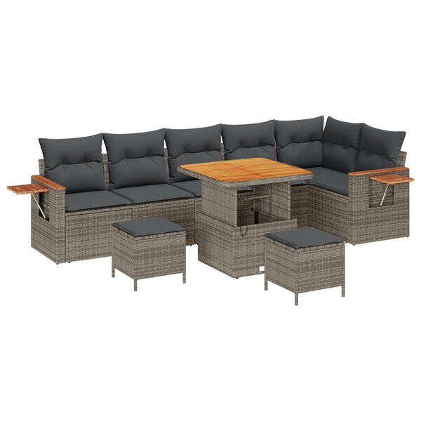 vidaXL Ensemble de canapé de jardin 9 Pièces Gris 80 x 80 x 71 cm