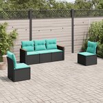 vidaXL Salon de jardin 5 Pièces avec coussins noir résine tressée