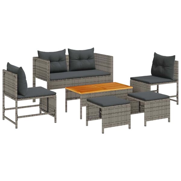 vidaXL Ensemble de canapé de jardin 6 Pièces Gris  gris foncé polyrotin