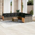 vidaXL Salon de jardin 11 Pièces avec coussins gris résine tressée