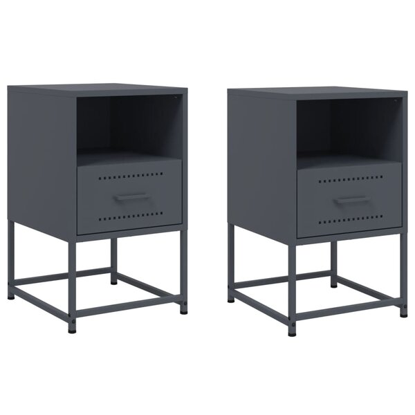 vidaXL Tables de chevet 2 Pièces anthracite 36x39x60 5 cm acier