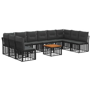 vidaXL Ensemble de canapés d'extérieur 11 pc Noir et Gris foncé