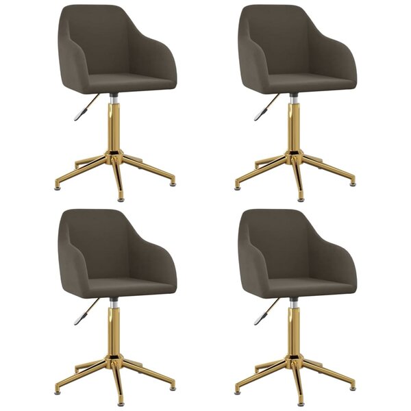 vidaXL Chaises pivotantes à manger lot de 4 gris foncé velours