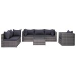 vidaXL Meuble de jardin 7 Pièces et coussins et oreillers Résine tressée