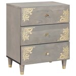 vidaXL Cabinet de chevet Gris 50 x 33 x 62 cm bois de manguier massif