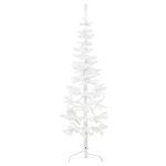vidaXL Demi sapin de Noël artificiel mince avec support Blanc 150 cm