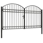 vidaXL Portillon double porte avec dessus arqué Acier 300x175 cm Noir