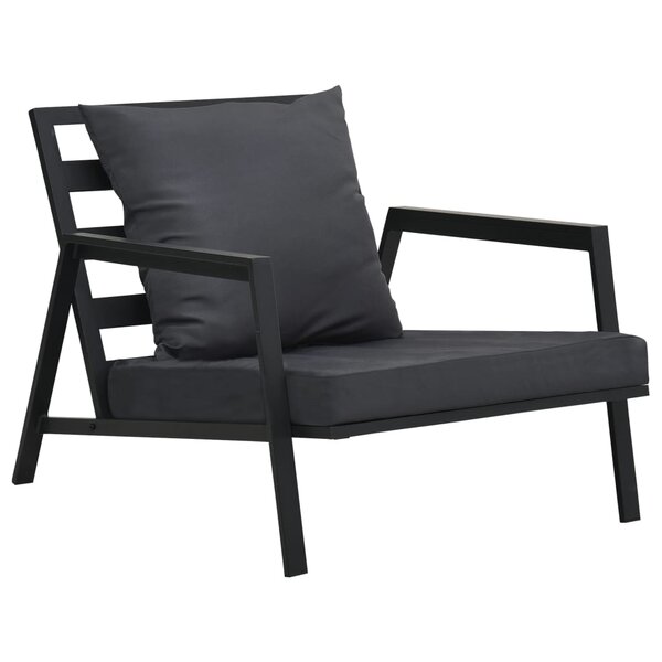 vidaXL Canapé de jardin avec coussins Gris foncé Aluminium
