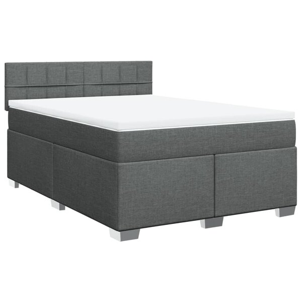 vidaXL Sommier à lattes de lit avec matelas Gris foncé 140x200cm Tissu