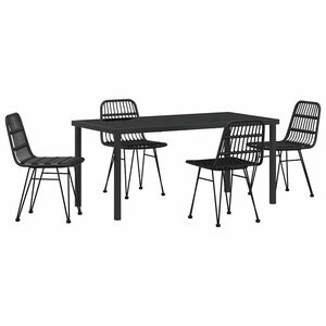 vidaXL Ensemble de salle à manger pour jardin 5 Pièces Noir Poly rotin