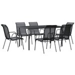 vidaXL Ensemble à manger de jardin 7 Pièces noir textilène et acier