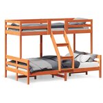 vidaXL Lit superposé 80x200/120x200 cm cire marron bois de pin massif