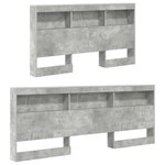 vidaXL Lit Bibliothèque Gris béton 160 x 200 cm Bois d'ingénierie