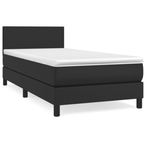 vidaXL Sommier à lattes de lit avec matelas Noir 80x200cm Similicuir