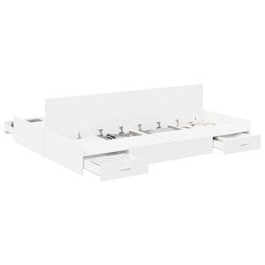 vidaXL Cadre de lit avec rangement avec tête de lit Blanc 140 x 200 cm