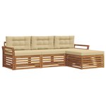 vidaXL Ensemble de canapés d'extérieur 4 pc Naturel et Beige