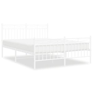 vidaXL Cadre de lit métal sans matelas et pied de lit blanc 140x200 cm