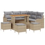 Ensemble de Canapés de Jardin vidaXL 9 pièces avec Coussins Beige Rattan Acacia