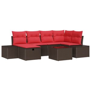 vidaXL Ensemble de canapé de jardin 7 Pièces Marron polyrotin