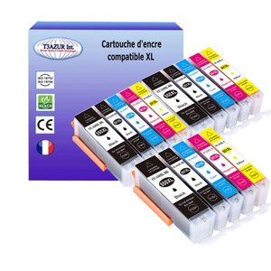 15 Cartouches compatibles avec Canon Pixma MG6300, MG6350, MG6400, MG6450, MG6600, MG6650, MG7100 remplace Canon PGI-550, CLI-551 XL  - T3AZUR