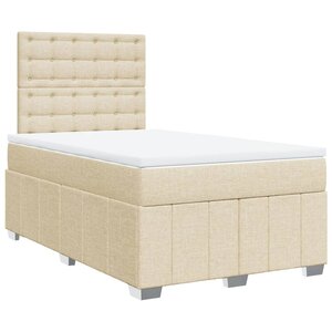 vidaXL Sommier à lattes de lit avec matelas crème 120x190 cm tissu