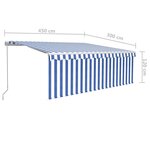 vidaXL Auvent manuel rétractable avec store 4 5x3 m Bleu et blanc