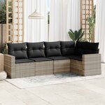 vidaXL Salon de jardin 5 Pièces avec coussins gris clair résine tressée
