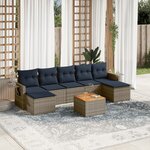 vidaXL Salon de jardin 8 Pièces avec coussins gris résine tressée