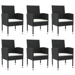 vidaXL Ensemble à manger de jardin 7 Pièces noir résine tressée et acier