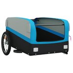 vidaXL Remorque de vélo noir et bleu 45 kg fer