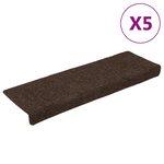 vidaXL Tapis d'escalier autocollants 15 pièces 65 x 21 x 4 cm Marron Bord rectangulaire