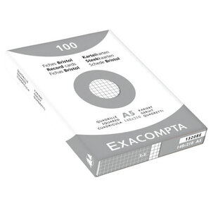 Etui de 100 Fiches BRISTOL 148x210 mm Quad 5X5 non perforées Blanc EXACOMPTA