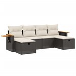 vidaXL Salon de jardin 6 Pièces avec coussins noir résine tressée
