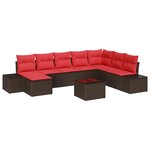 vidaXL Ensemble de canapé de jardin avec coussin 9 Pièces Marron et rouge