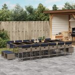 vidaXL Ensemble à manger de jardin 17 Pièces et coussins résine tressée