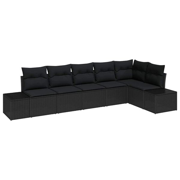 vidaXL Ensemble de canapé de jardin avec coussin 6 Pièces Noir