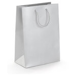 Sac pelliculé mat argent à poignées cordelières 40 x 32 x 12 cm (lot de 25)