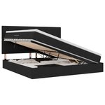 vidaXL Lit de rangement LED avec matelas Noir 200 x 200 cm Tissu