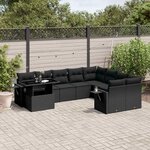vidaXL Salon de jardin 10 Pièces avec coussins noir résine tressée