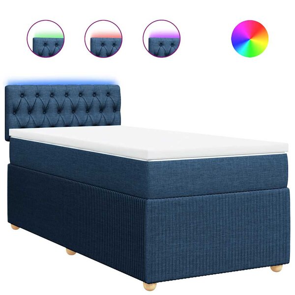 vidaXL Sommier à lattes de lit avec matelas Bleu 100x200 cm Tissu