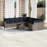 vidaXL Salon de jardin 11 Pièces avec coussins gris résine tressée