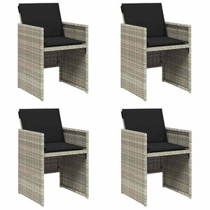 vidaXL Chaises de jardin avec coussins lot de 4 gris clair poly rotin