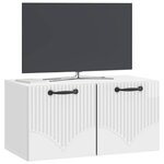vidaXL Meuble TV mural Montage mural Blanc brillant 59 5 x 31 x 30 cm