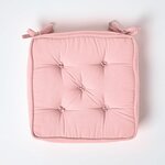 Galette de chaise coussin rehausseur en coton Rose  40 x 40 x 10 cm - HOMESCAPES