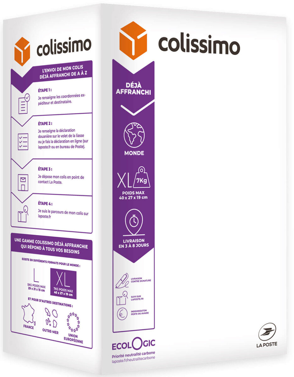 Colissimo PrêtàEnvoyer Monde Boîte de taille XL 7 kg La Poste